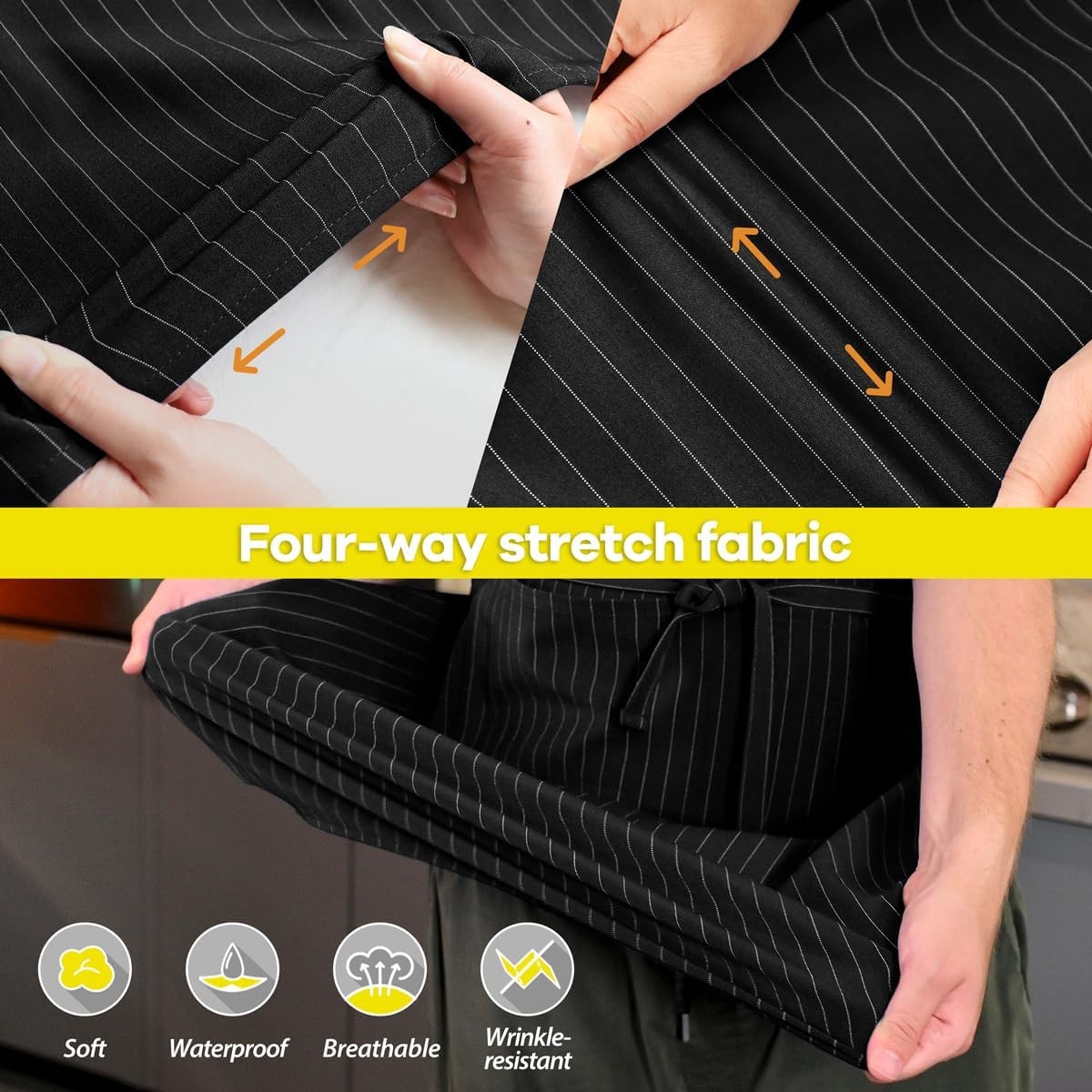 ROTANET Stripe Stretch Apron for Men Women Chef Big and Tall Large Striped