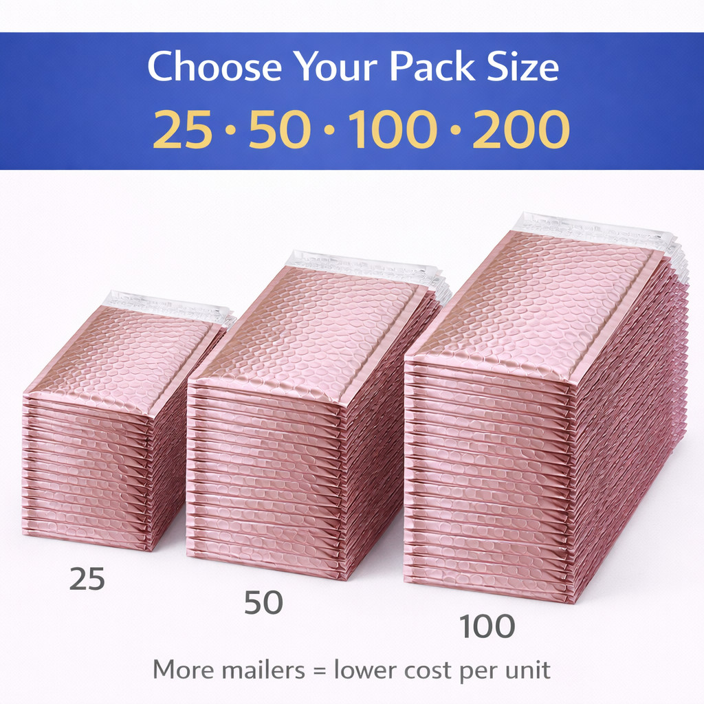 Matte Rose Gold Poly Bubble Mailers #2 8.5×12 Padded Envelopes 25 50 100 200