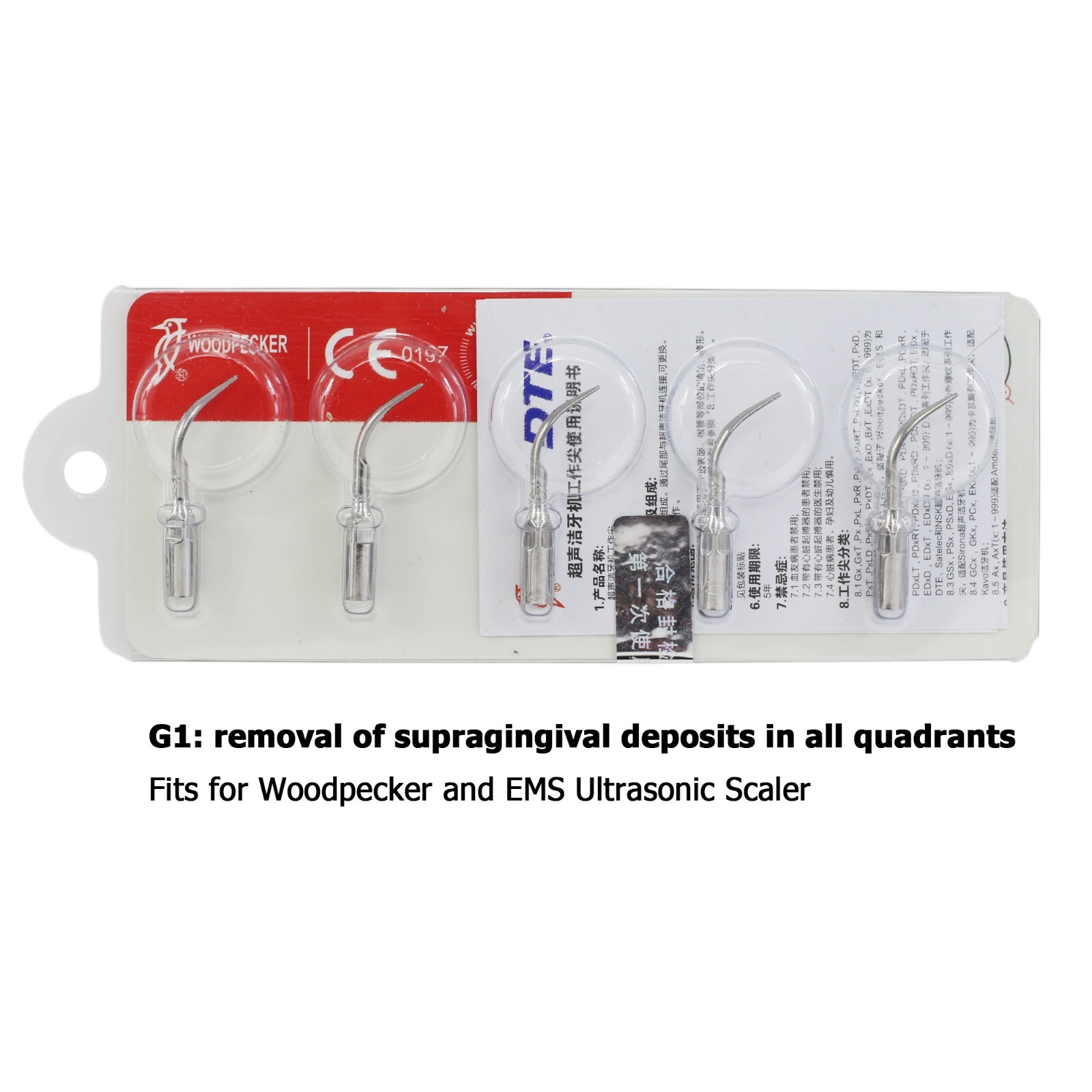 Woodpecker HW-5L Ultrasonic Scaler Handpiece Dental Piezo Tips G1 G4 P1 P3 EMS