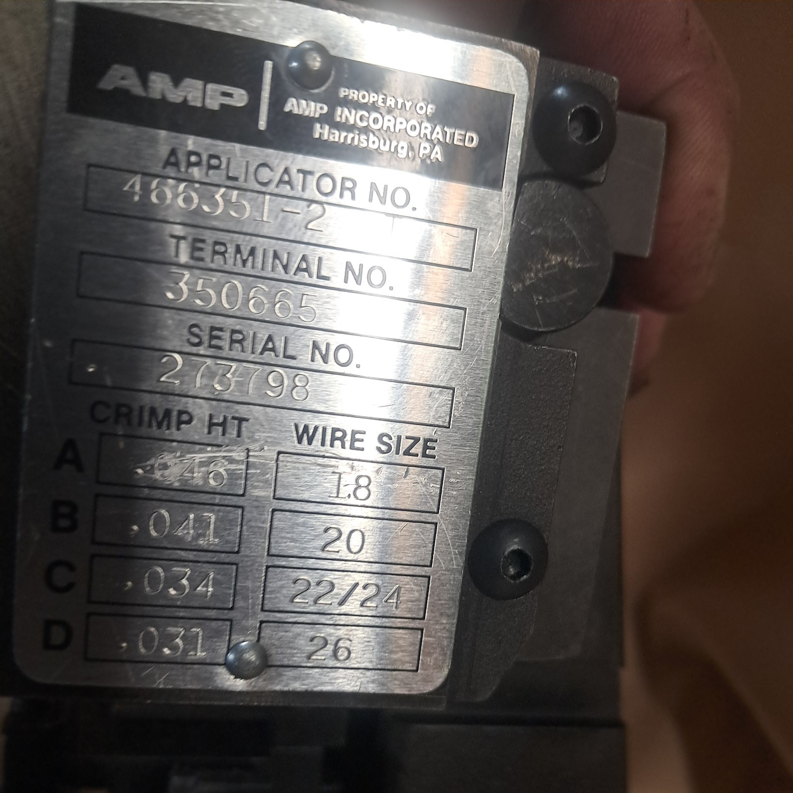 Amp / Tyco Electronics / Te ConnectivityApplicator 466351-2 350665