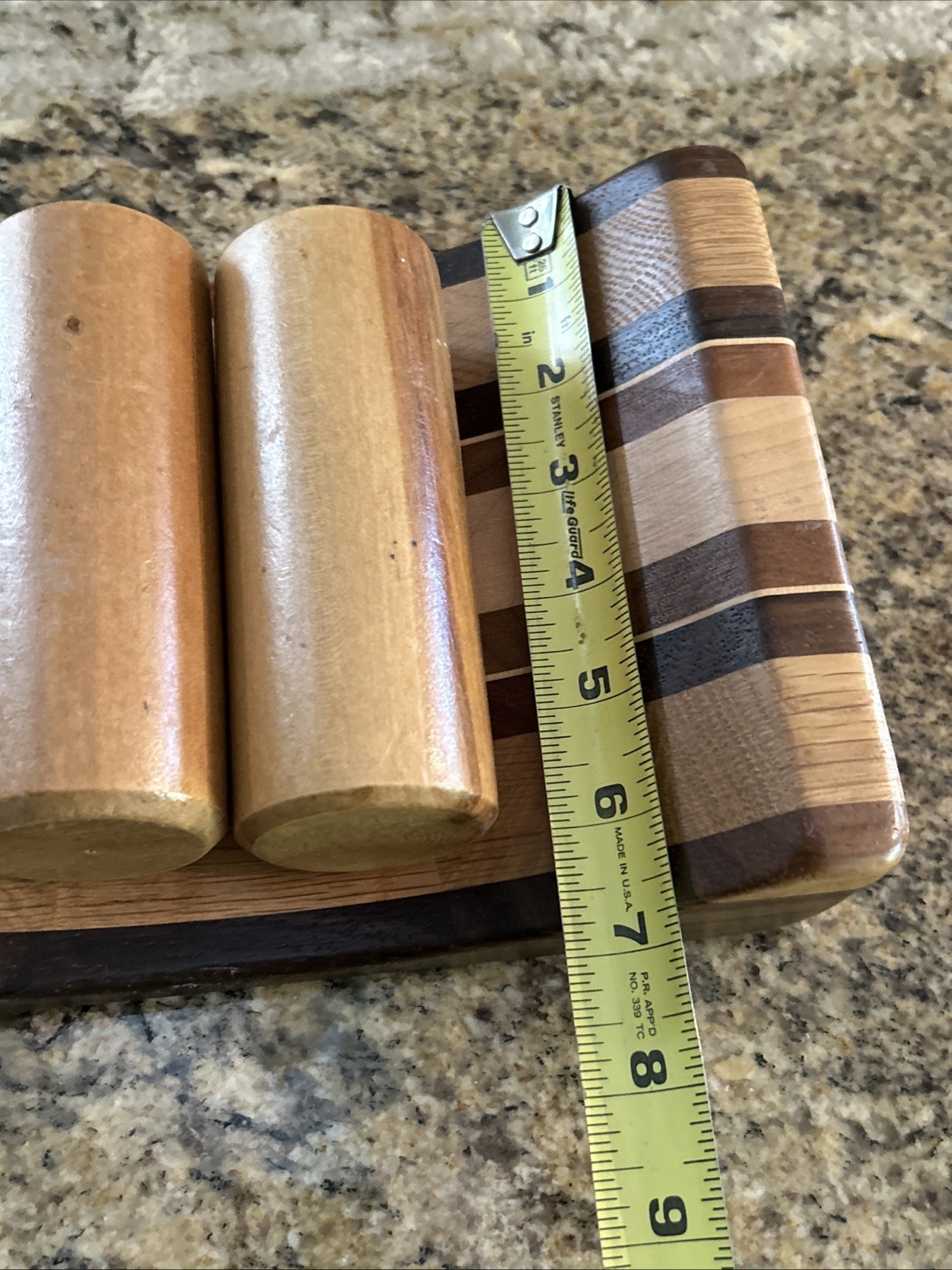 Vintage Hardwood Creations Mail Holder David Levy Davis CA Striped Wood Design
