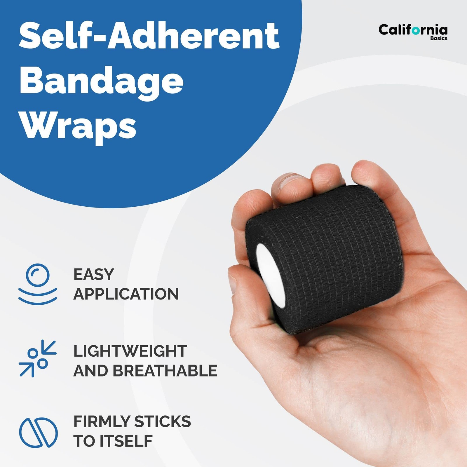 Self-Adhesive Bandage Wrap – Suitable for All 10 Count (Pack of 1), Black