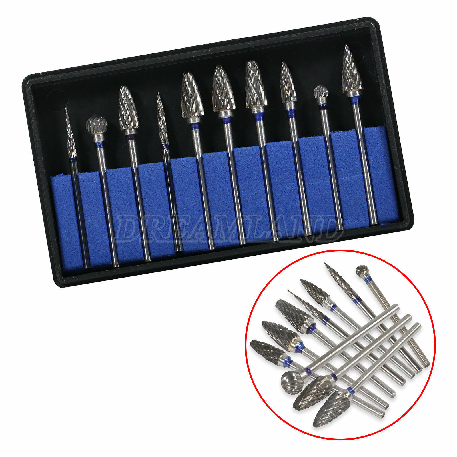 Lab Polishing Drills Tungsten Steel Carbide Bur HP 2.35MM Burs 10 Model Dental