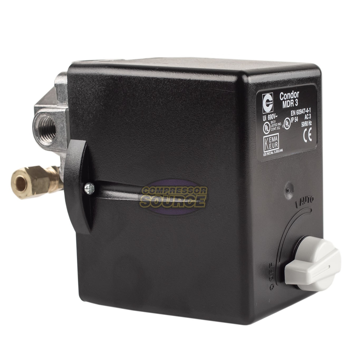 Condor MDR3/11 120-150 PSI 4 Port Pressure Switch Adjustable Overload 1/4″ FNPT