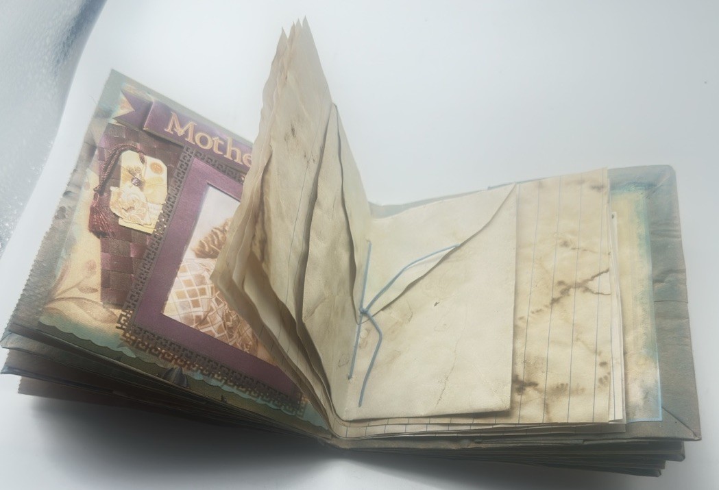 Hand Made Junk Journal 6×5 Inches Old Time Pictures With Orange Yellow Flowers