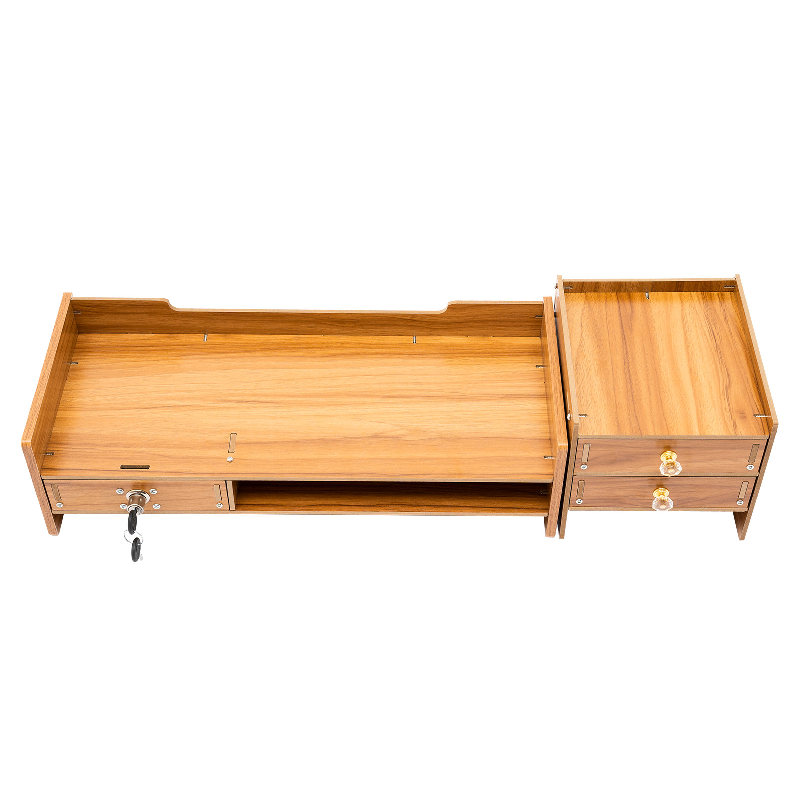 Wooden Desk Organizer with Drawers Office Supplies Computer Desktop Tabletop