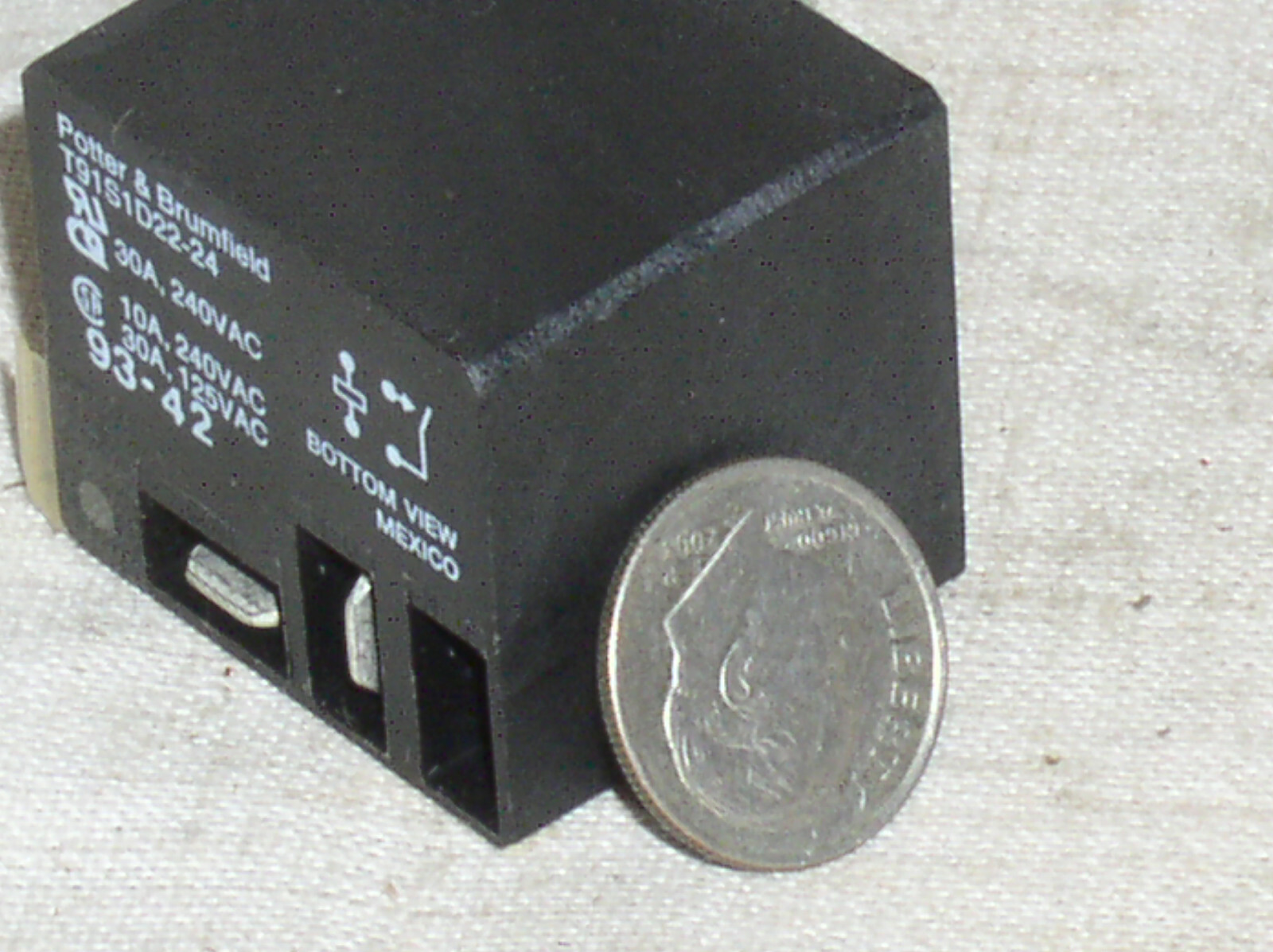 1 TYCO POTTER BRUMFIELD RELAY T91S1D22-24 SPST 24V DC COIL 30 AMP AC PC/.250 USA