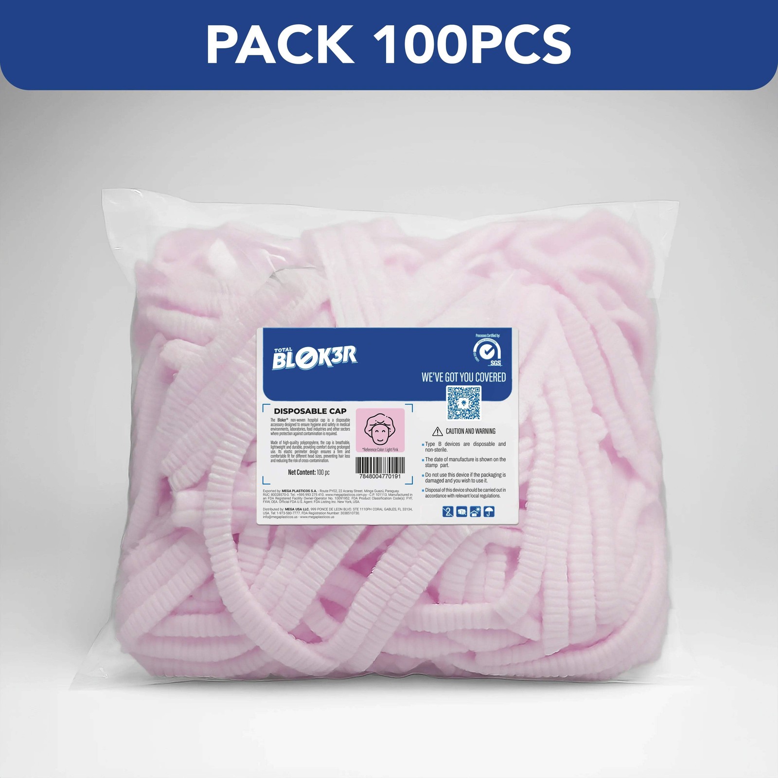 Disposable Bouffant Caps 1 Pack of 100 Protective Hair Covers