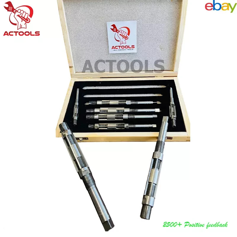 Adjustable Hand Reamer 8 Pcs Set H-4 to H-11 Sizes 15/32 To 1.1/16 ‘USA ACTOOLS
