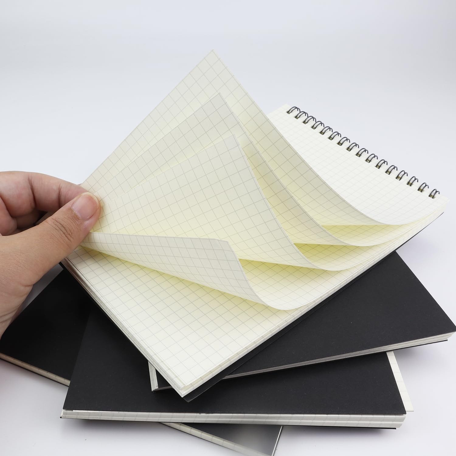 4 Pack Graph Paper Notebook, A5 Top Wirebound Grid Spiral Notebook 5.8″ x 8.3″,6