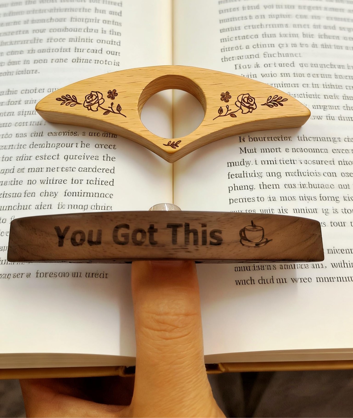 2PCS Book Page Holder,Handmade Walnut Thumb Bookmark,Wooden Page Holders for Rea