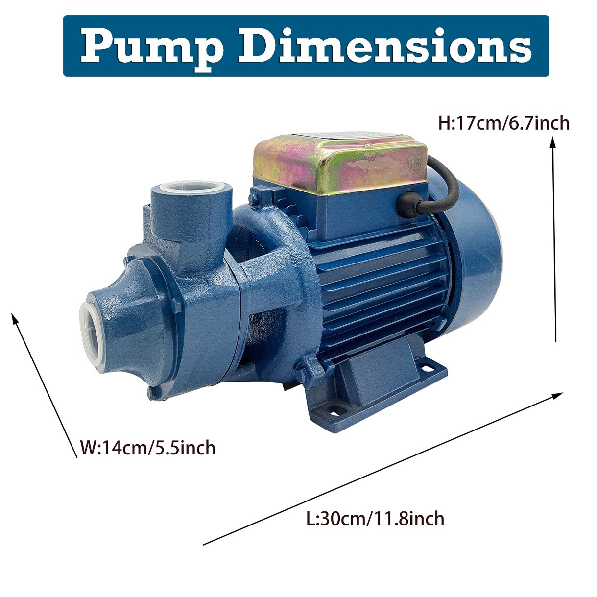 1HP Clear Water Pump Electric Centrifugal Clean Water Industrial Farm Pool Pond