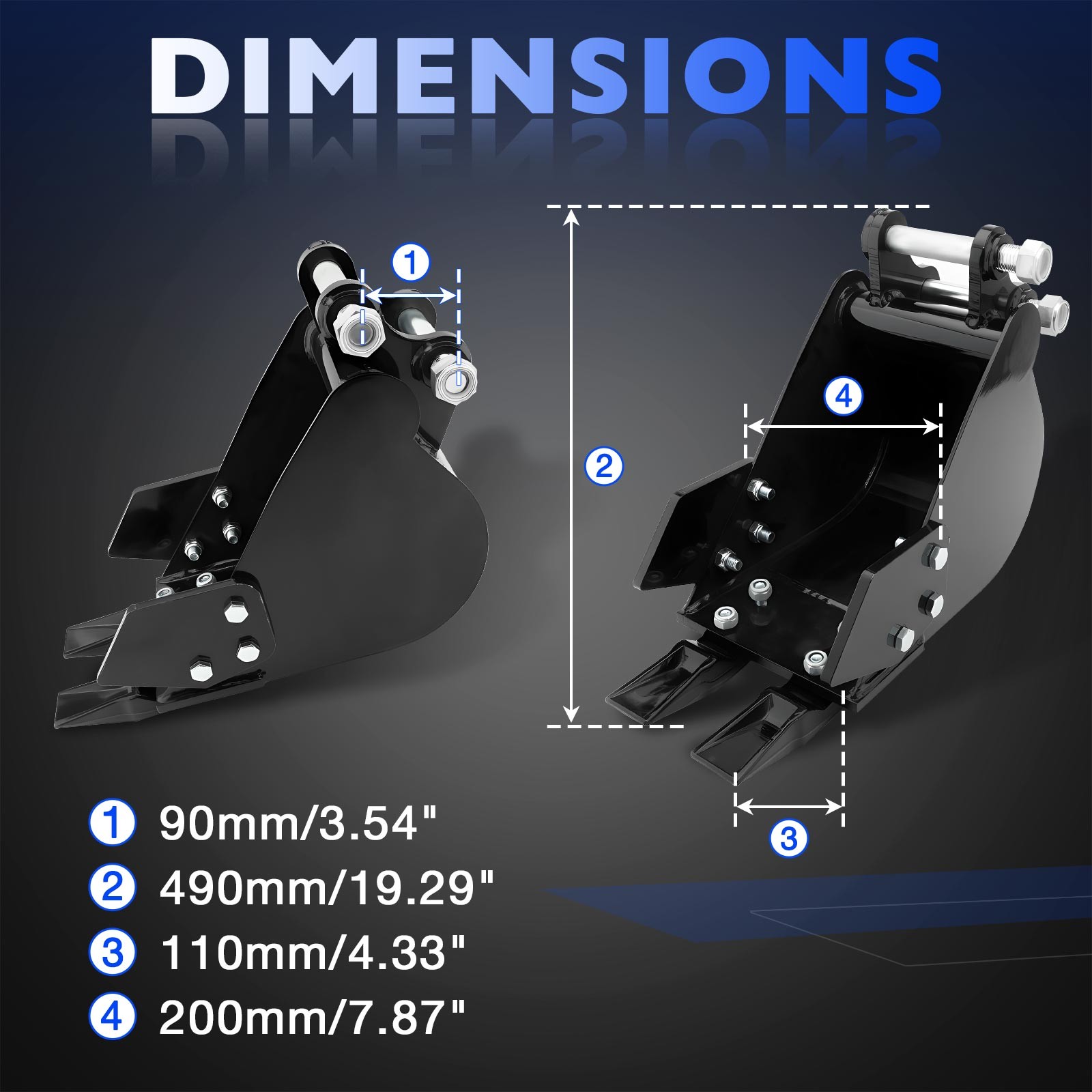 200mm Narrow Digging Bucket Excavator Attachment Fit Mini Excavator 0.8-3.0 Tons