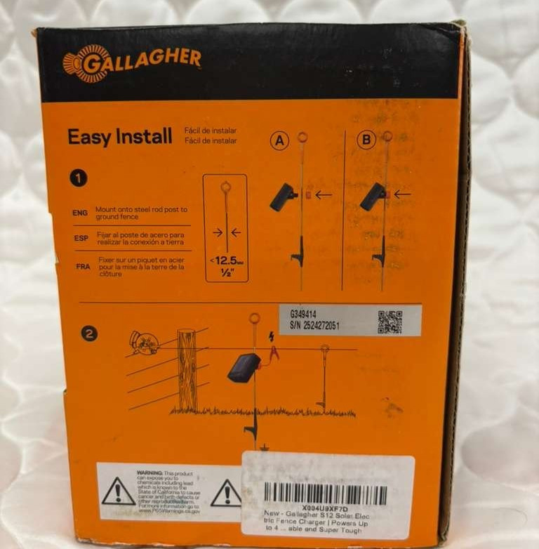 Gallagher S12 Solar Electric Fence Charger Solar Lithium Technology