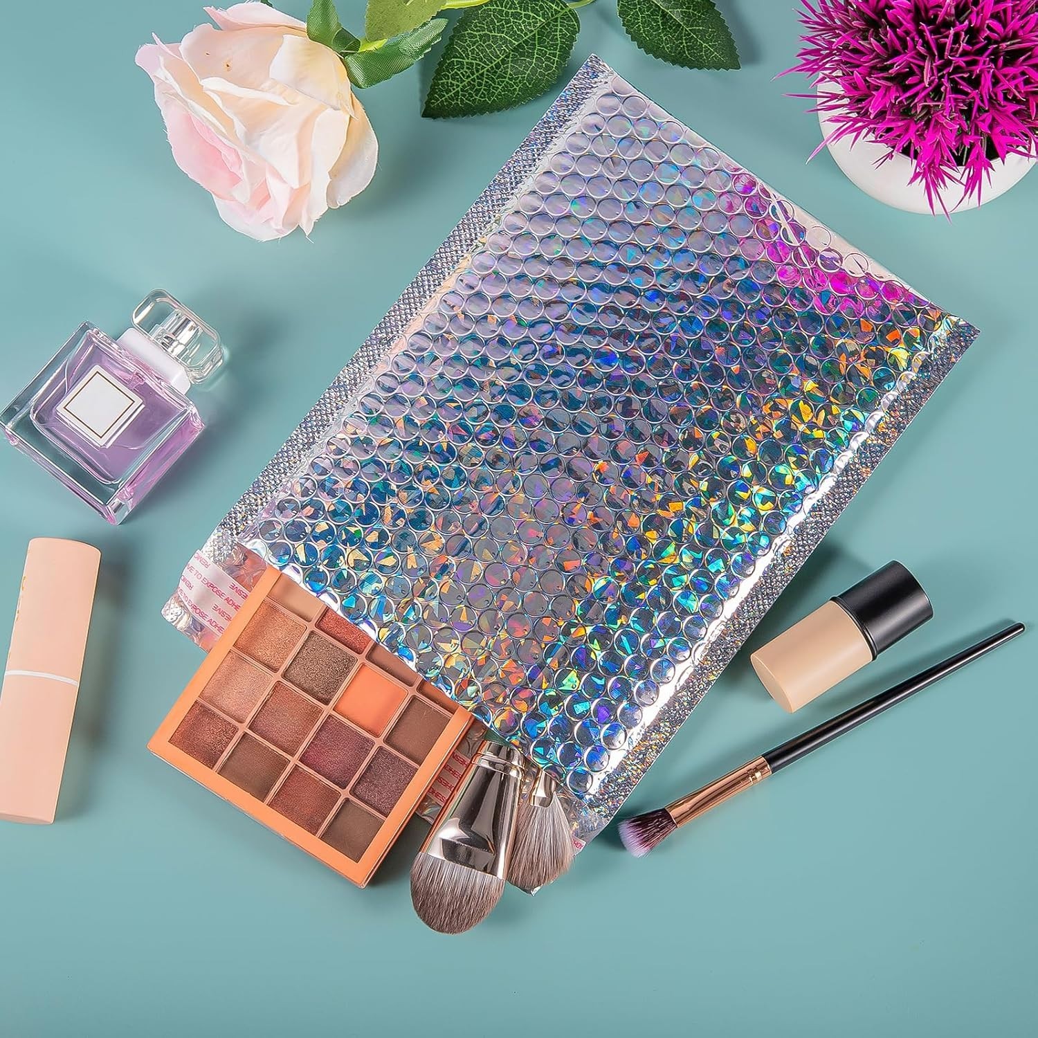 Holographic Bubble Mailers,30 Pcs Metallic Bubble Mailers,6.5 x 9 Inch Poly P…