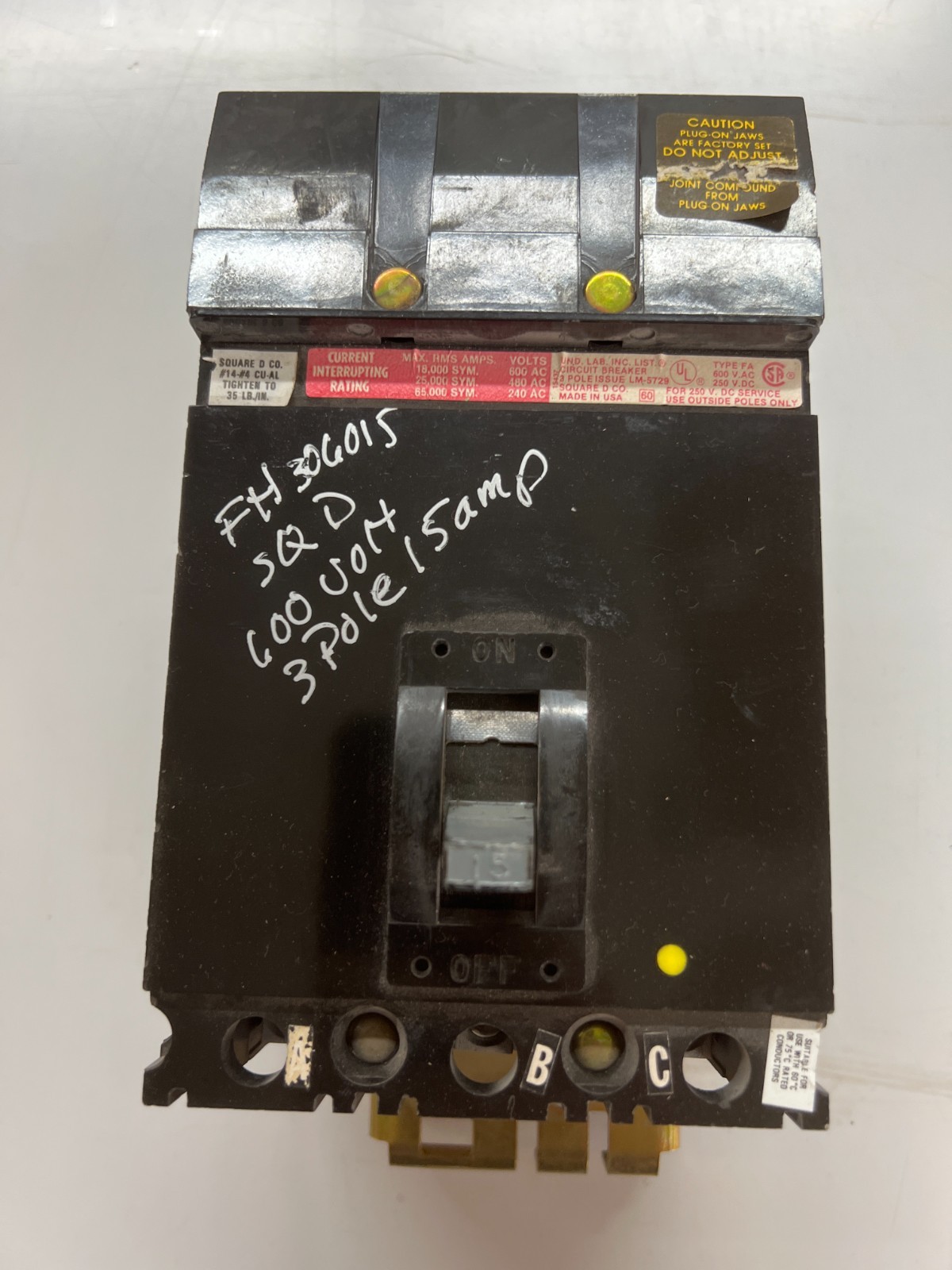 Square D – FH36015 15A Circuit Breaker – Recon 1 Yr Warranty