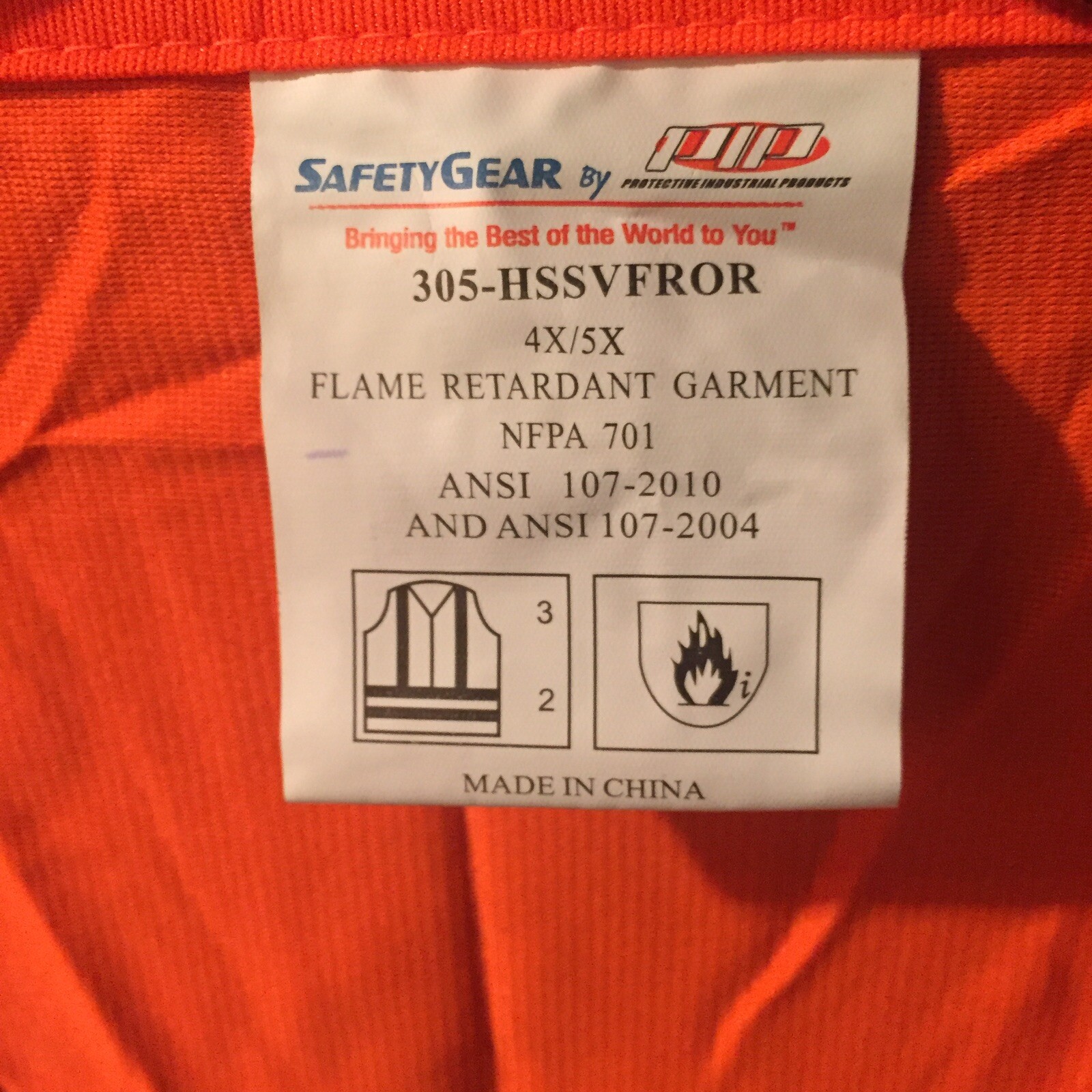 New Safety Gear PIP High Visibility Orange Reflective Safety Vest Size 4X/5X