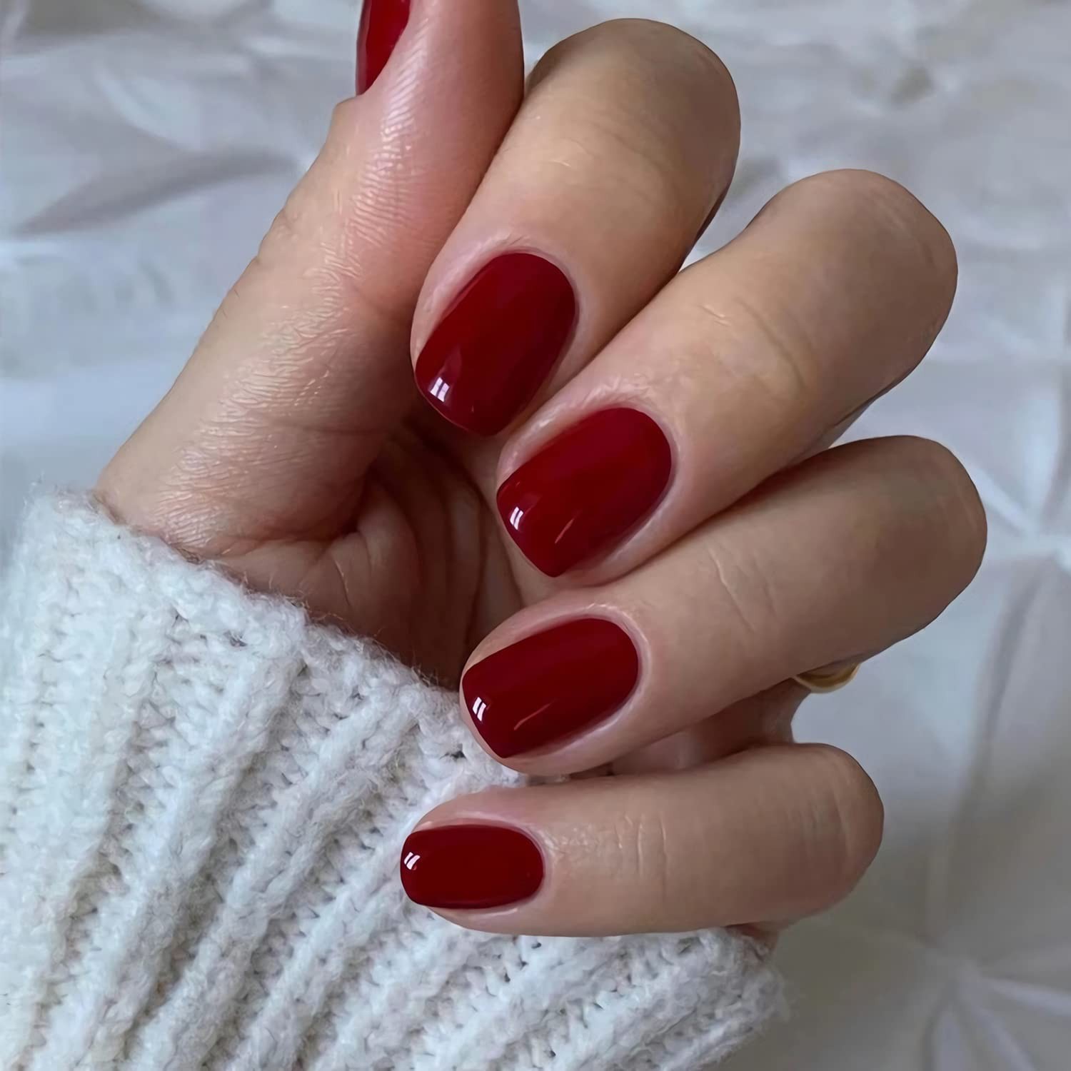 Square Press on Nails Short Fake Nails Red False Nails HJKDSFD Acrylic Artificia