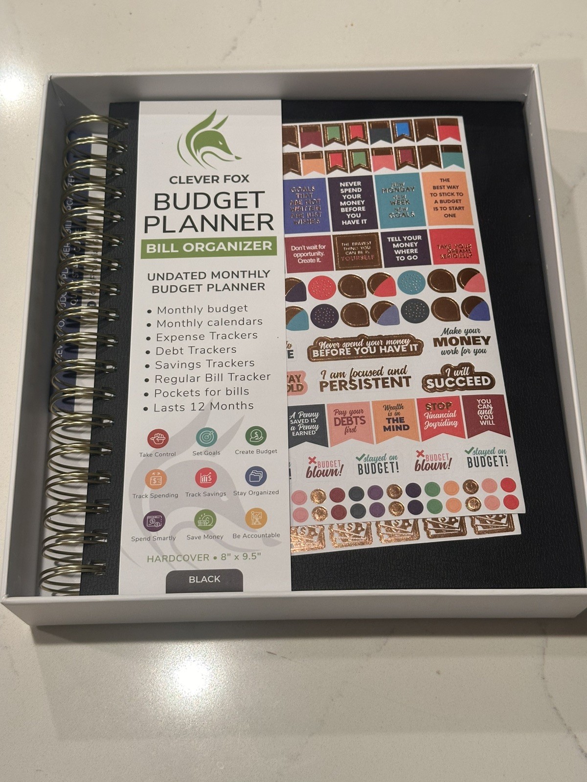 Clever Fox Budget Planner Bill Organizer, Undated Monthly