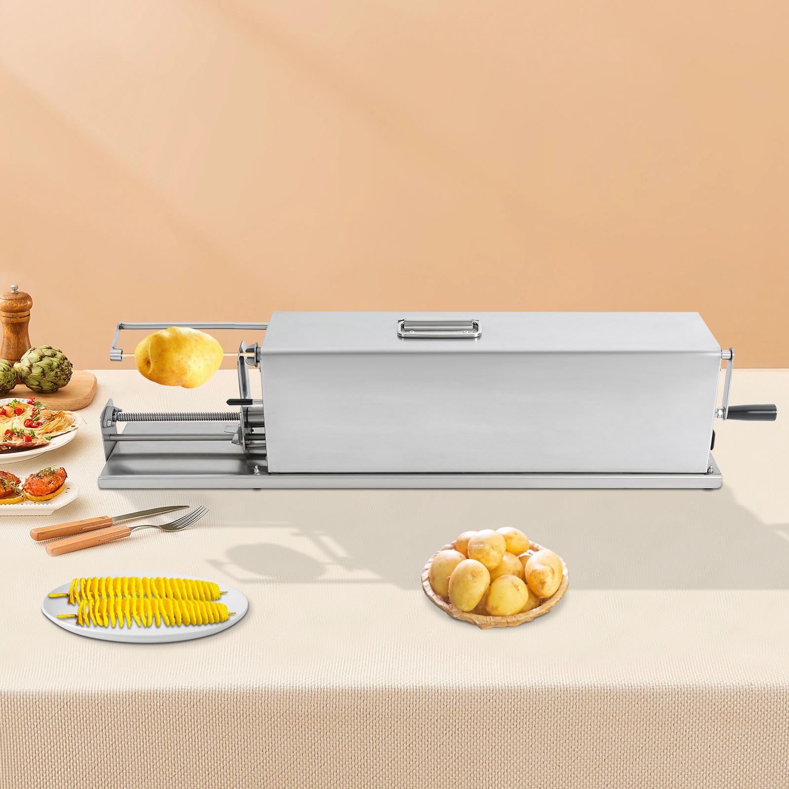 110V Automatic Stretching Potato Spiral Slicer Electric Potato Tower Machine