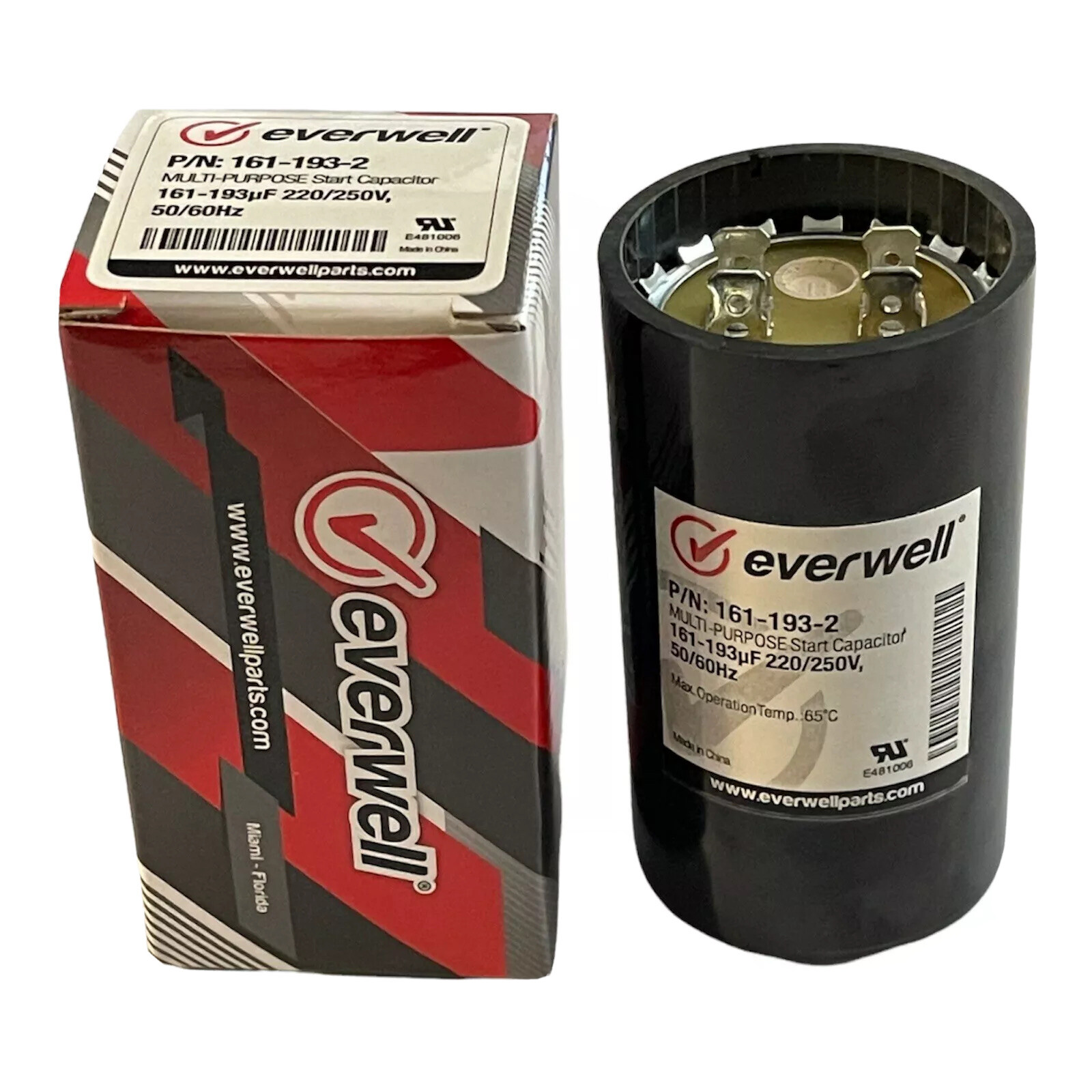 Motor Start Capacitor 161-193 MFD uF 220-250 VAC 50/60Hz HVAC