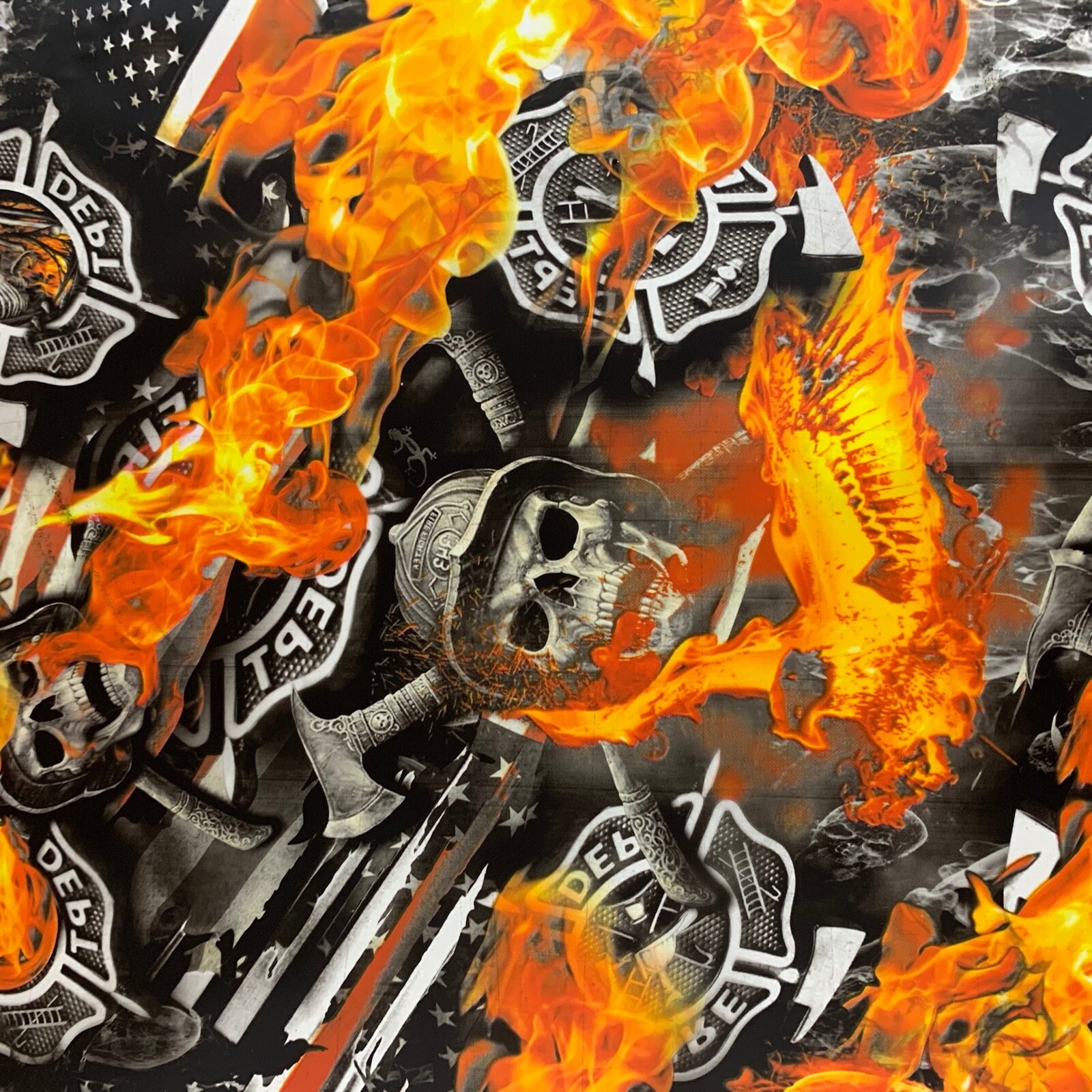 Hydrographic film Firefighter skulls hydro dip dipping 7′ x 20″
