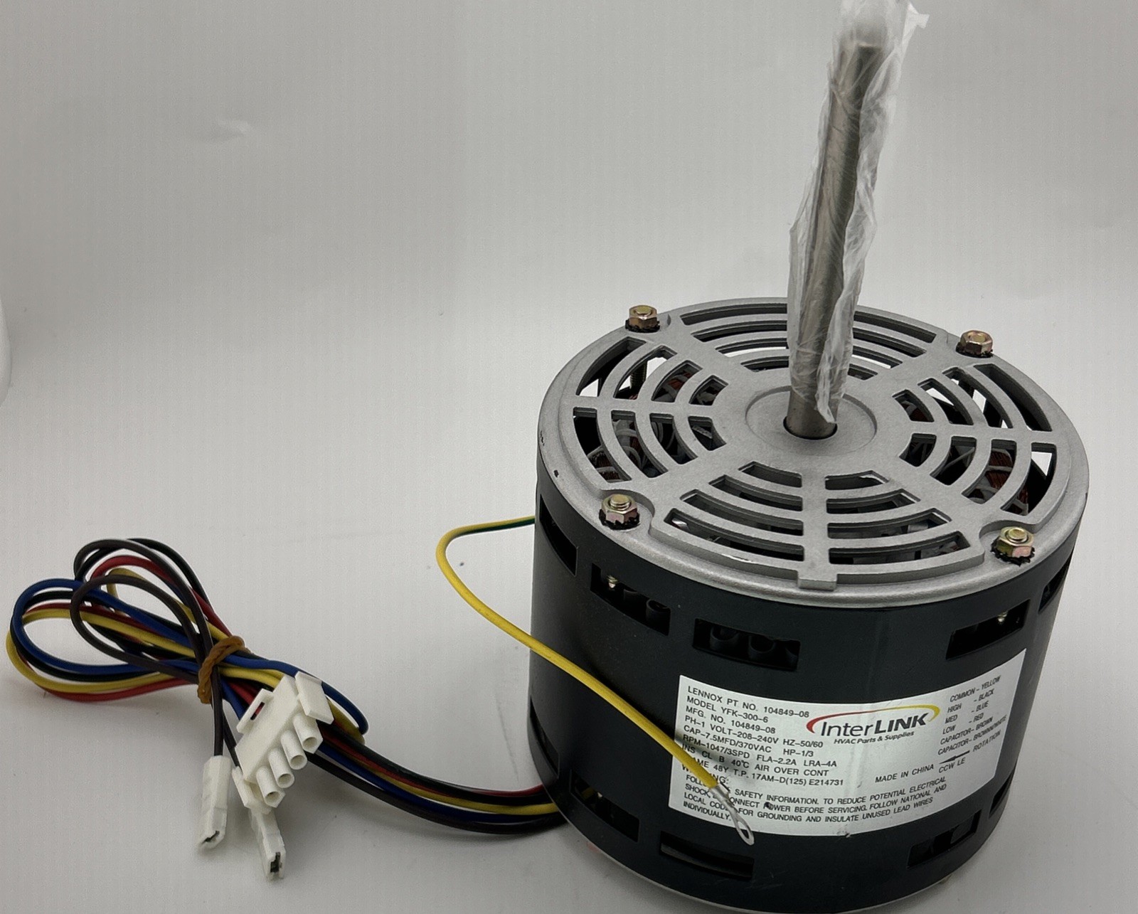 Lennox 104849-08, Blower Motor, 1/2 HP, 208/240V-1Ph, CCWLE Rotation YFK-300-6