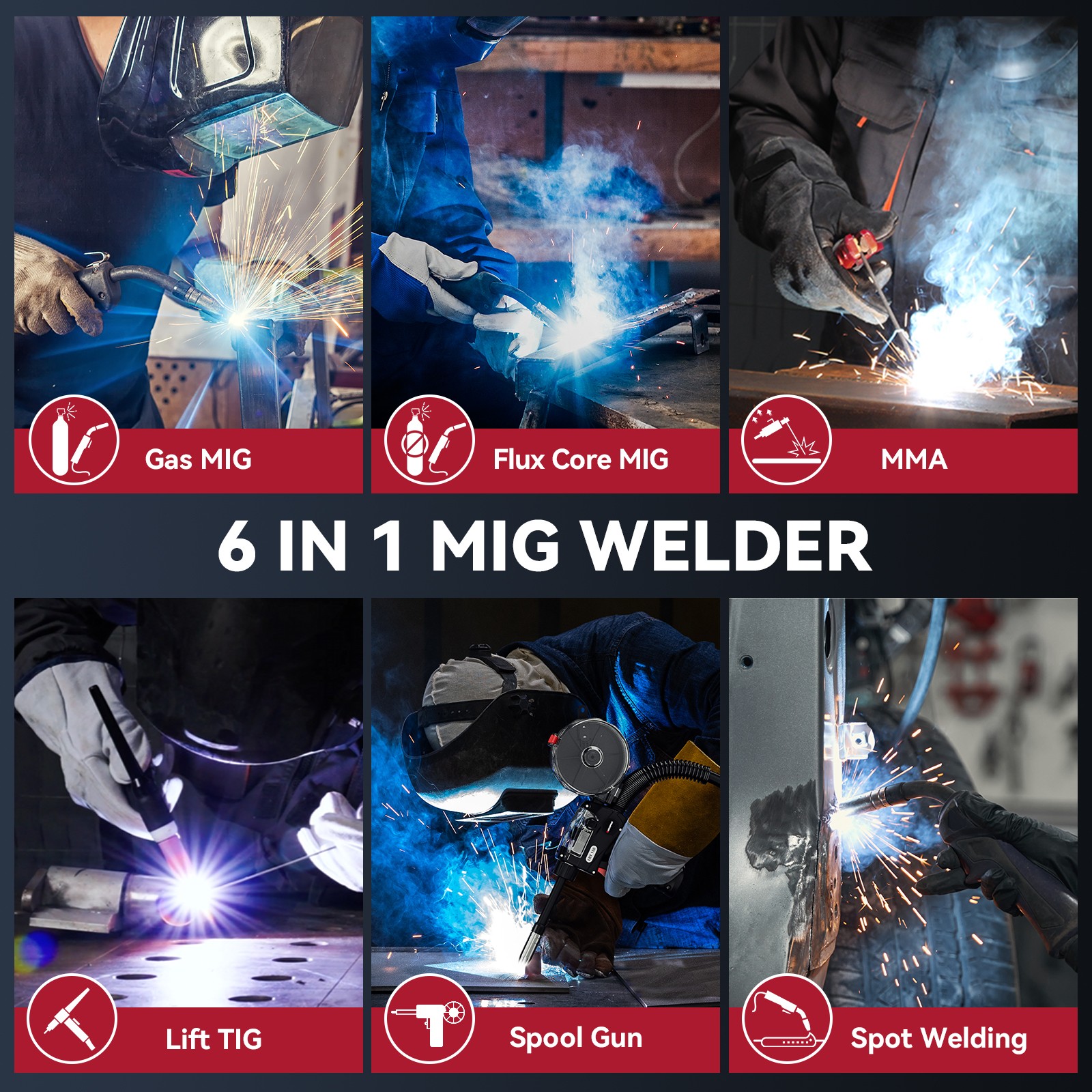 ARCCAPTAIN MIG Welder 250A 6 in 1 Aluminum MIG/Stick/Lift TIG & Welding Helmet🔥