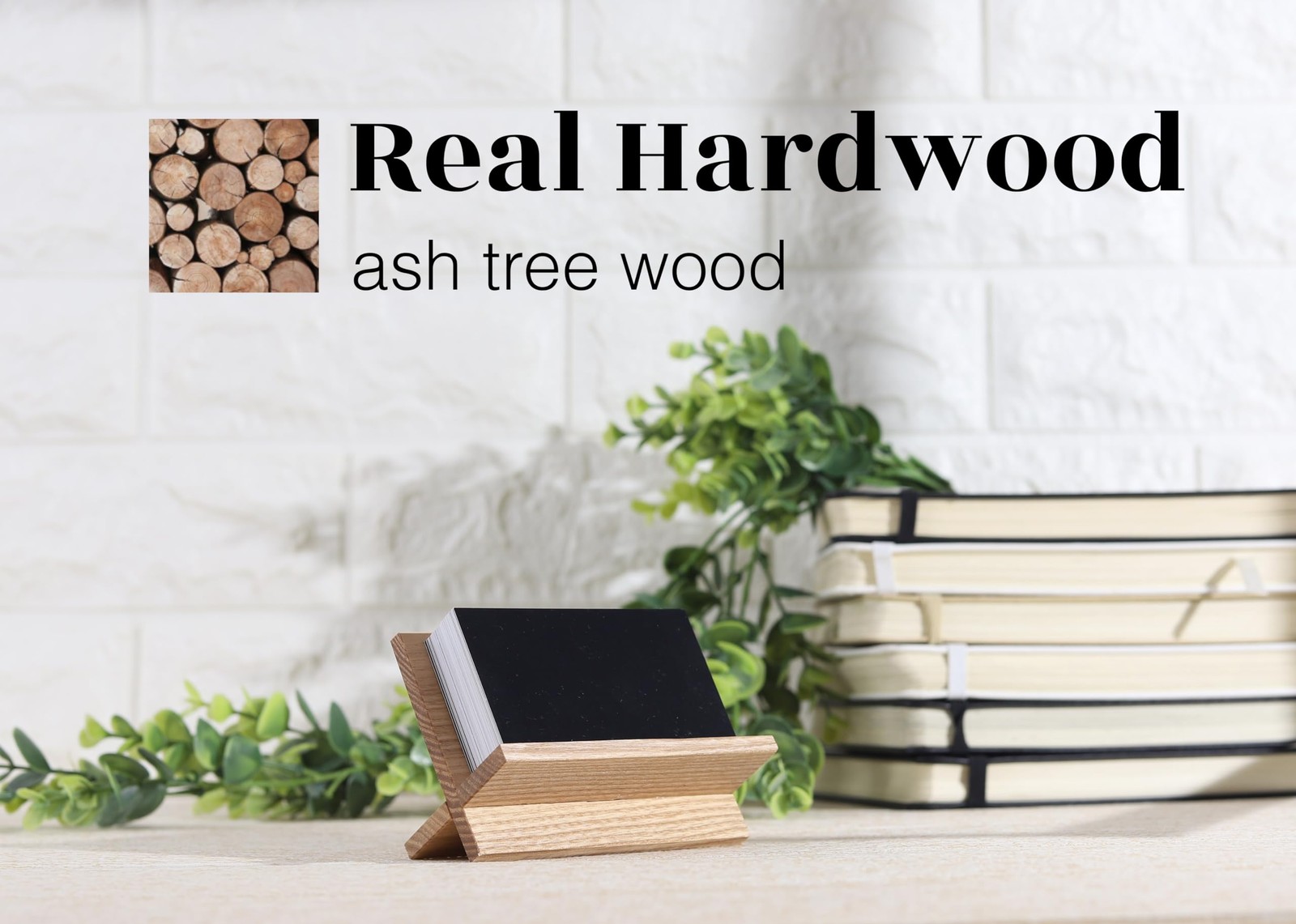 Business Card Holder for Desk – Light Beige Wood Small Cards Holders, Profess…