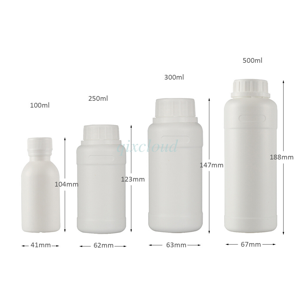 Lot 100ml 250ml 300ml 500ml Round HDPE Bottles Lab Plastic Liquid Reagent-Bottle