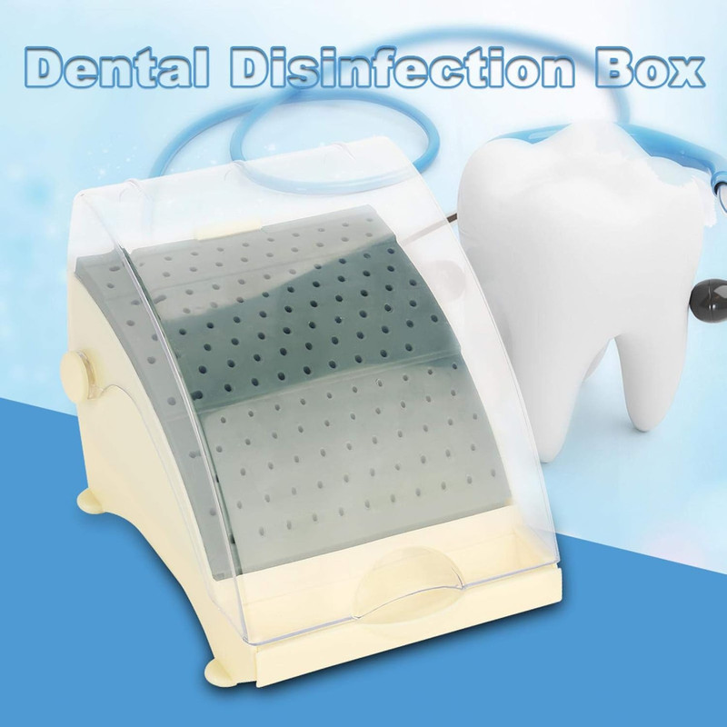 142 Holes Dental Bur Holder Disinfection Box, Bur Block Organizer with Cover,Den