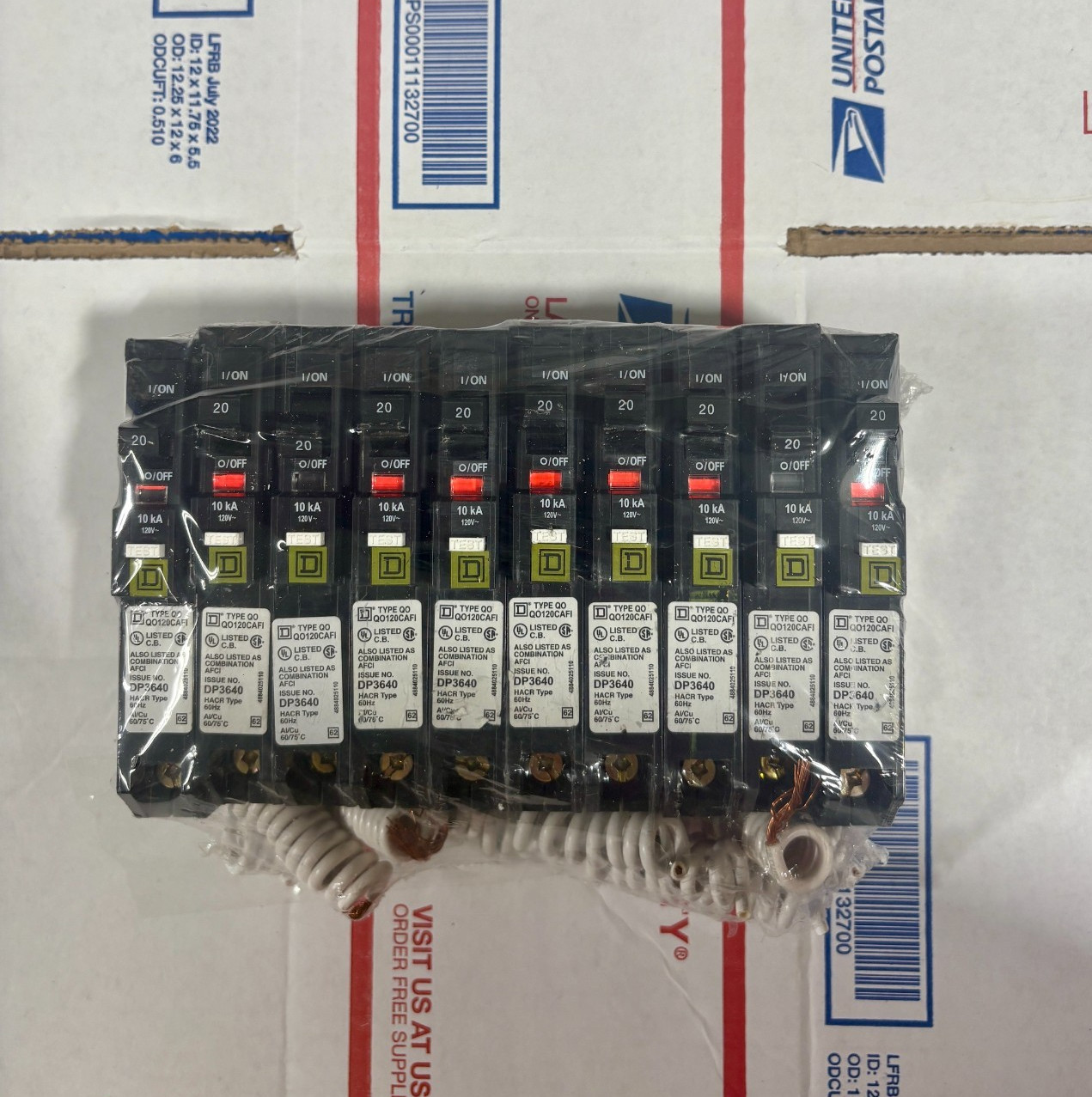 10 PCS Square D QO120CAFI QO 20A Arc Fault Breaker