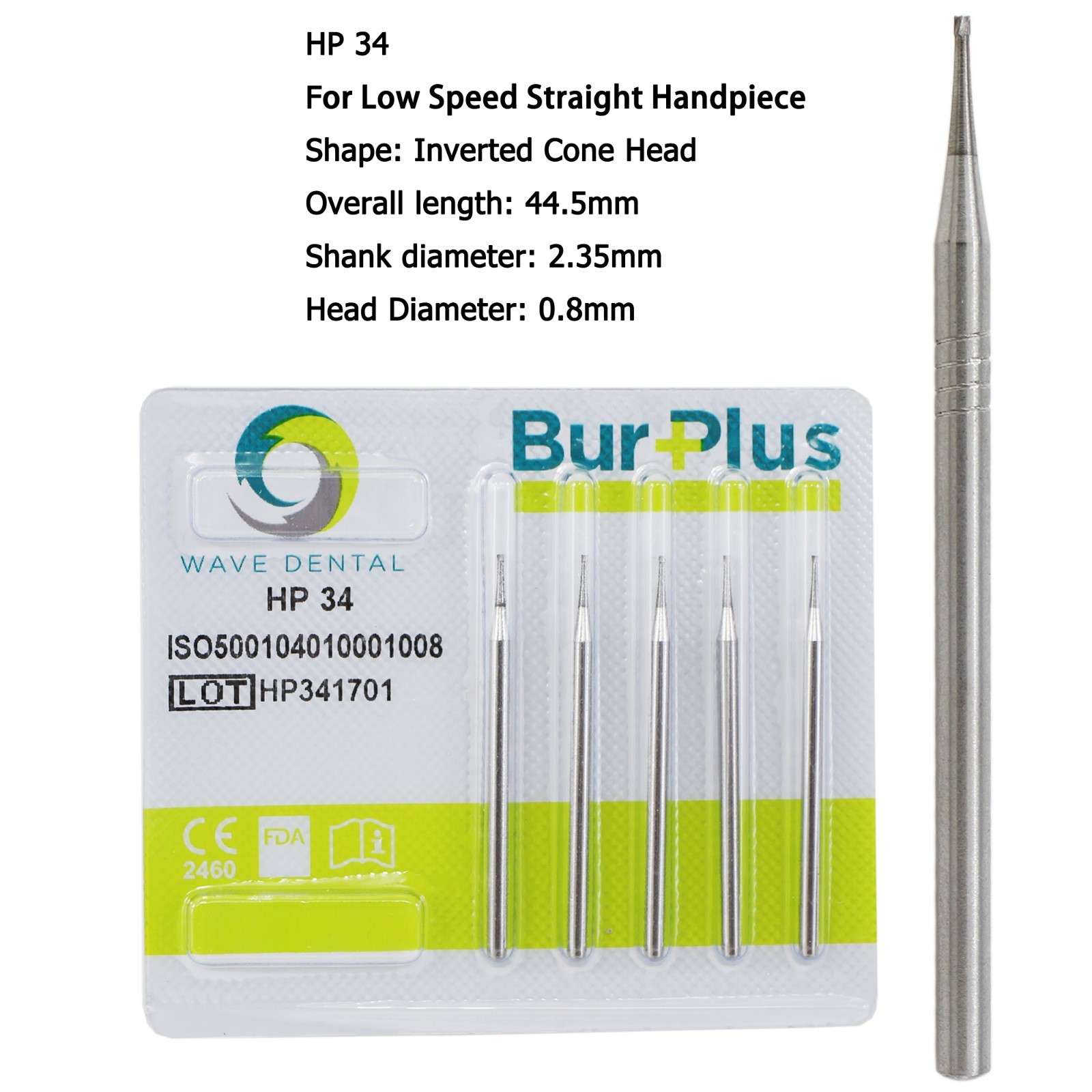 Wave Dental Carbide Burs HP 44.5mm For Low Speed Straight Handpiece HP 34 35 37