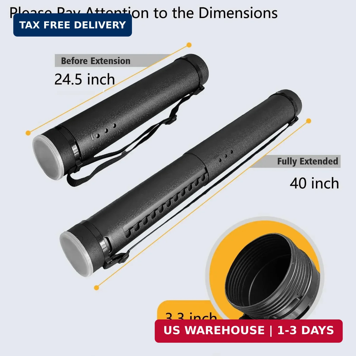 Poster Tube with Strap,2Pack Expandable Poster Storage Tubes Expand from 24.5″ t