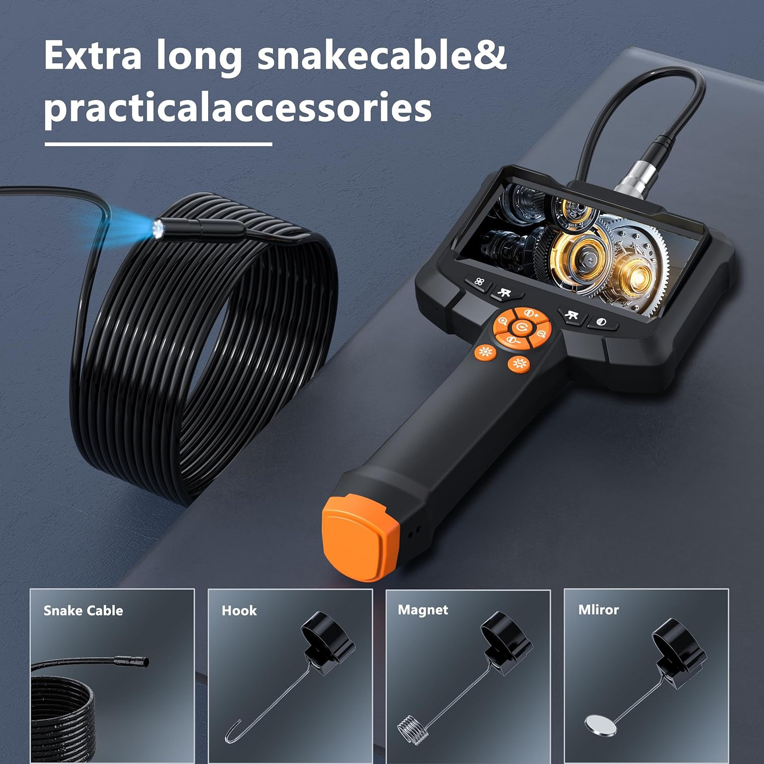Camara Endoscopica 4.3 Inch Impermeable IP67 1080 HD Con Luz Cable 16.5FT