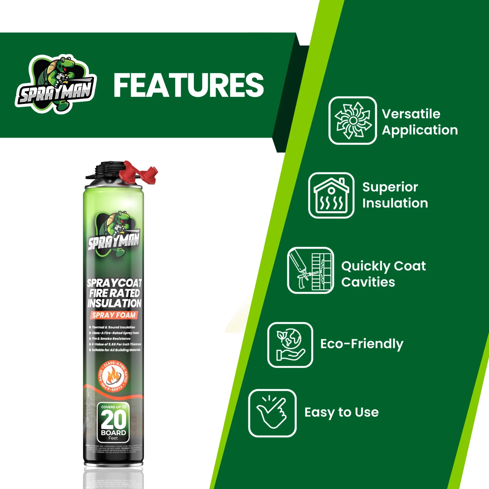Sprayman Spraycoat Fire Rated Closed Cell Insulation Foam Kit 27.1oz 24 Pack