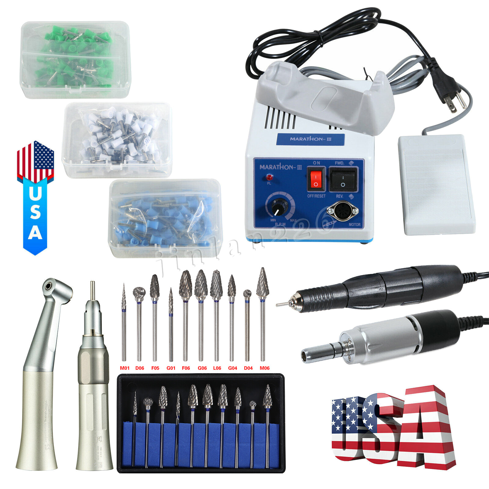 Dental Lab MARATHON -III MICROMOTOR Electric 35000 RPM Handpiece Polishing Burs