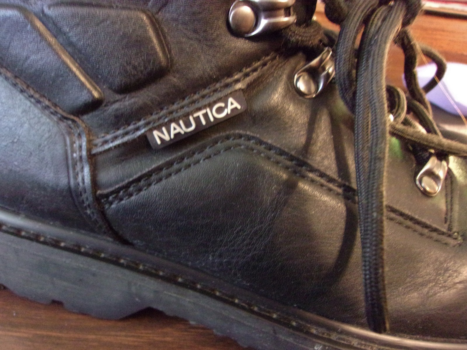 NAUTICA Lucero Men’s 10 M Black High top Lace-up Work Boots Shoes Steel Toe
