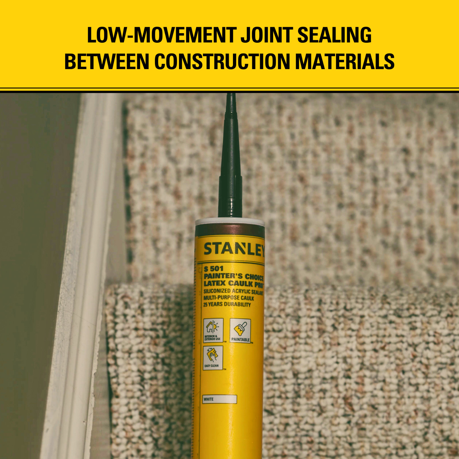 Stanley S501 Painter’s Choice Latex Caulk Pro Siliconized, 10.1oz 12Pk – White