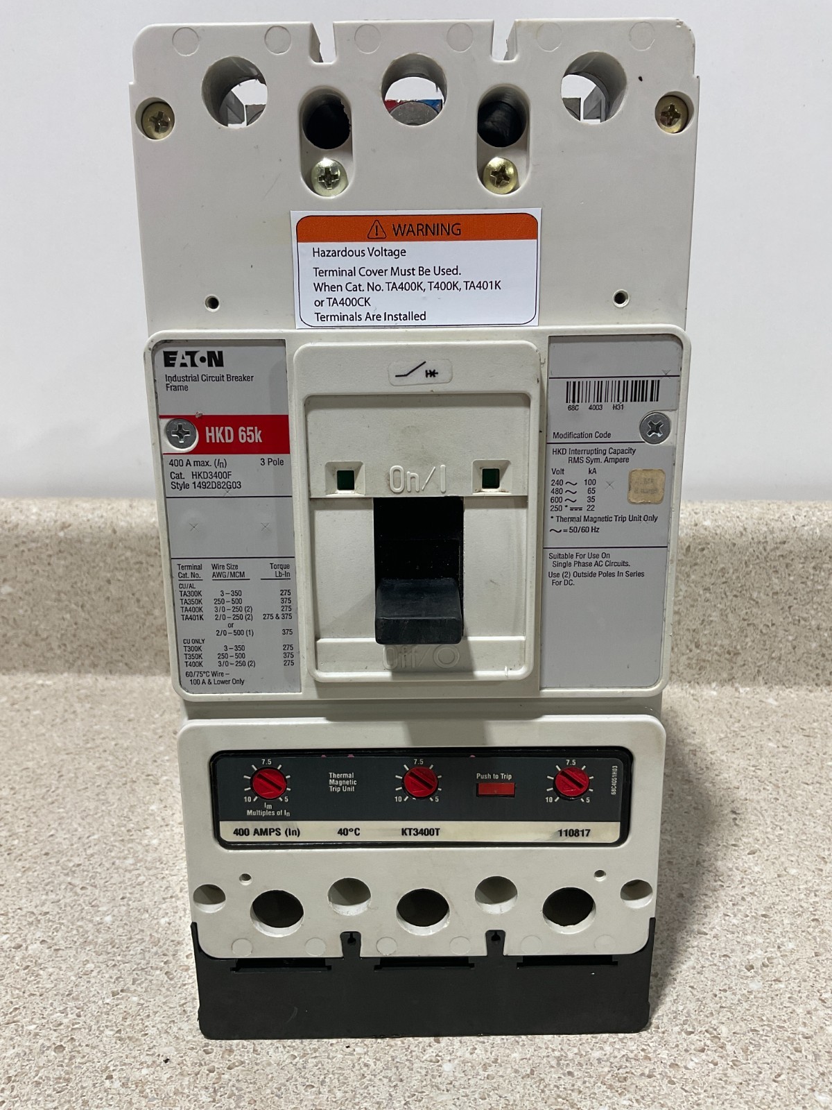 Eaton HKD3400F 400Amp w/ KT3400T Trip