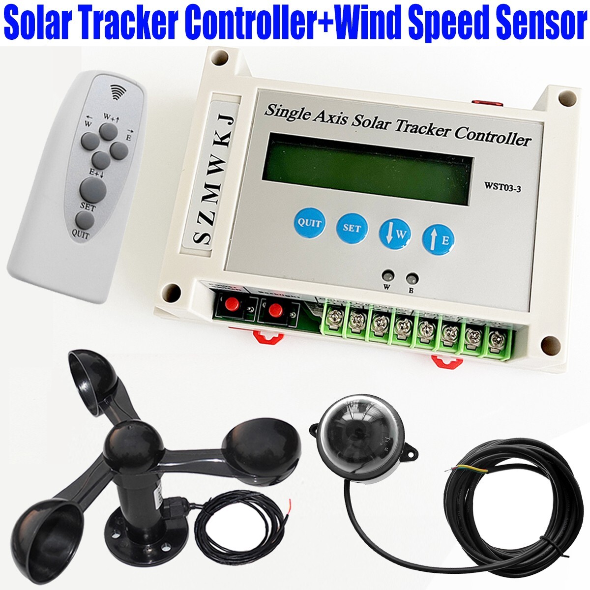 Single Axis Solar Panel Tracking Tracker Linear Actuator Controller & Anemometer