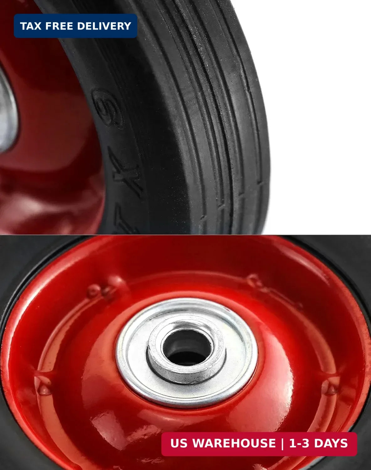2 Pack 6″ x 1.5″,1/2″ Axle, Premium Rubber Wheel with Ball Bearing, Hand T