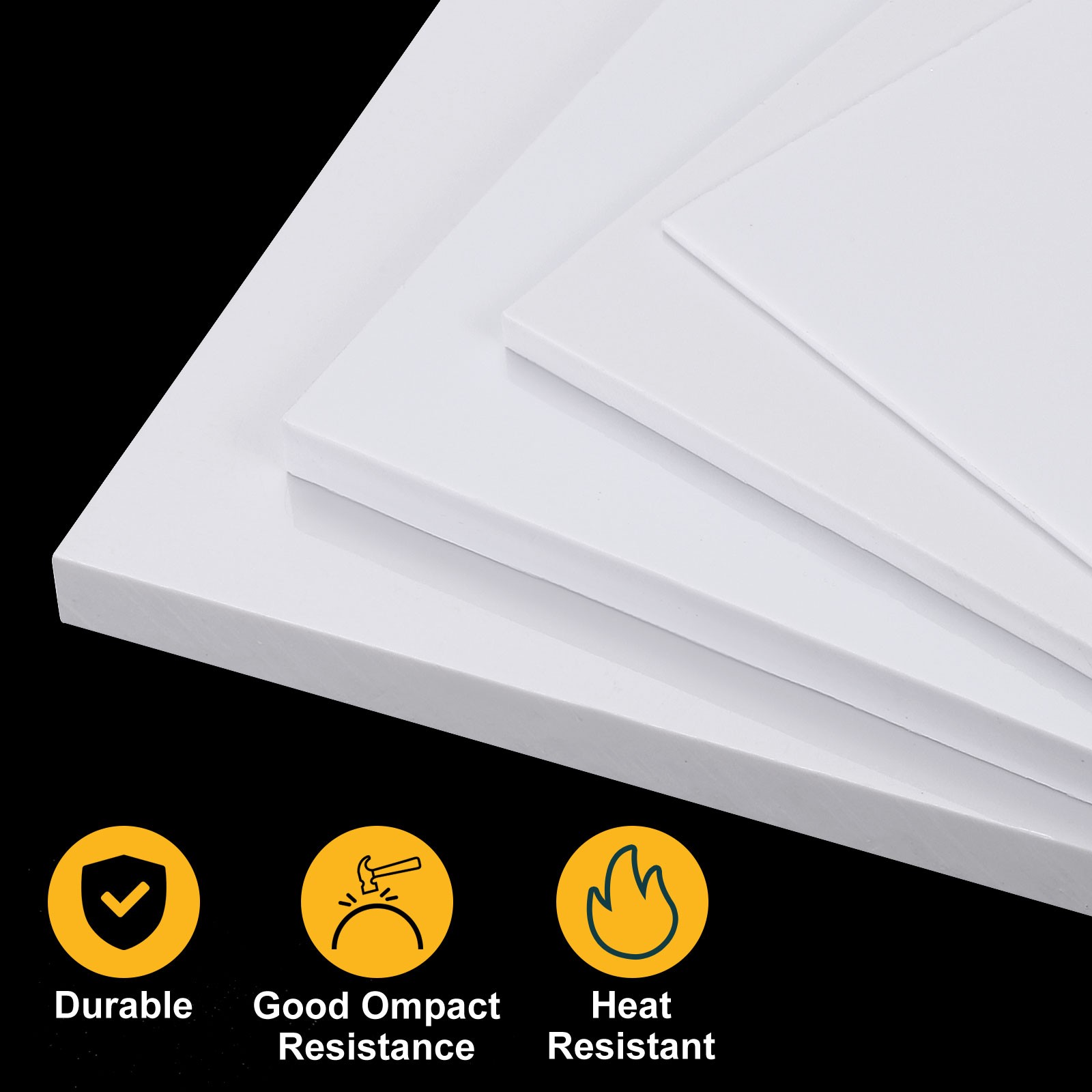 ABS Plastic Sheet, 0.12″ Thick 6″x6″ Flexible Hard Plastic Sheet, White
