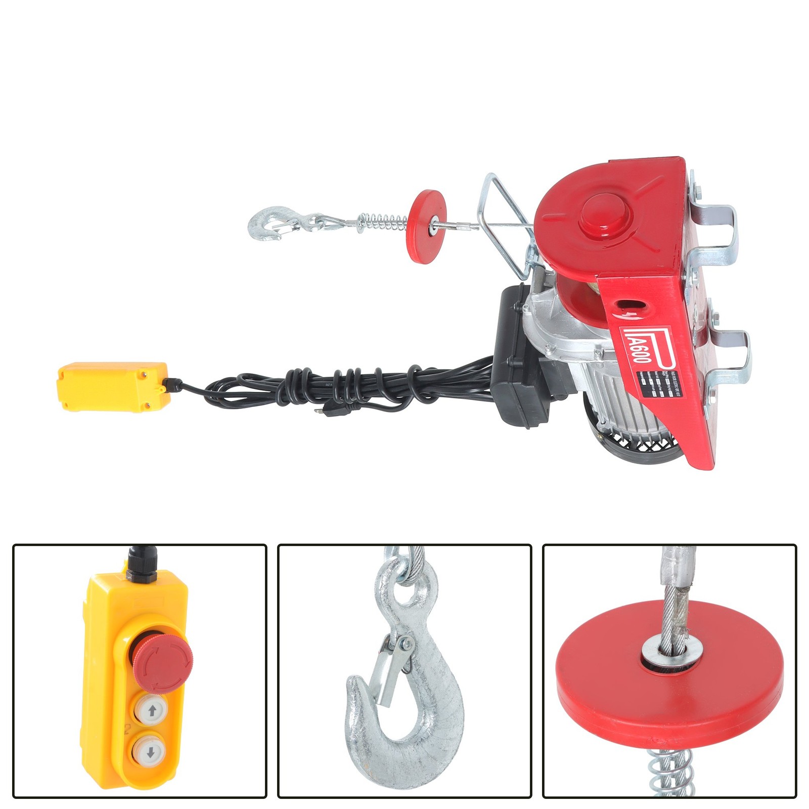 1320lbs Mini Electric Hoist 14ft Wired Remote Control 1150W 20-40ft Height 110V