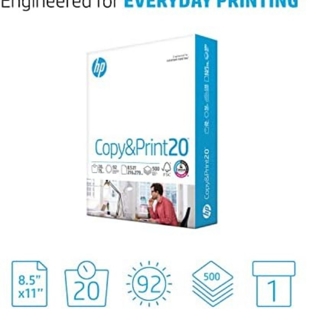 HP Printer Paper 8.5 x 11 Paper Copy &Print 20 lb 1 Ream Case – 500 Sheets
