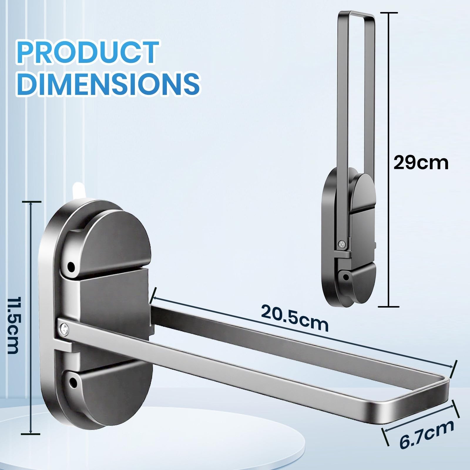 Suction Cup Towel Bar No Drill – Heavy Duty 21LB Double Suction Cup Foldable …
