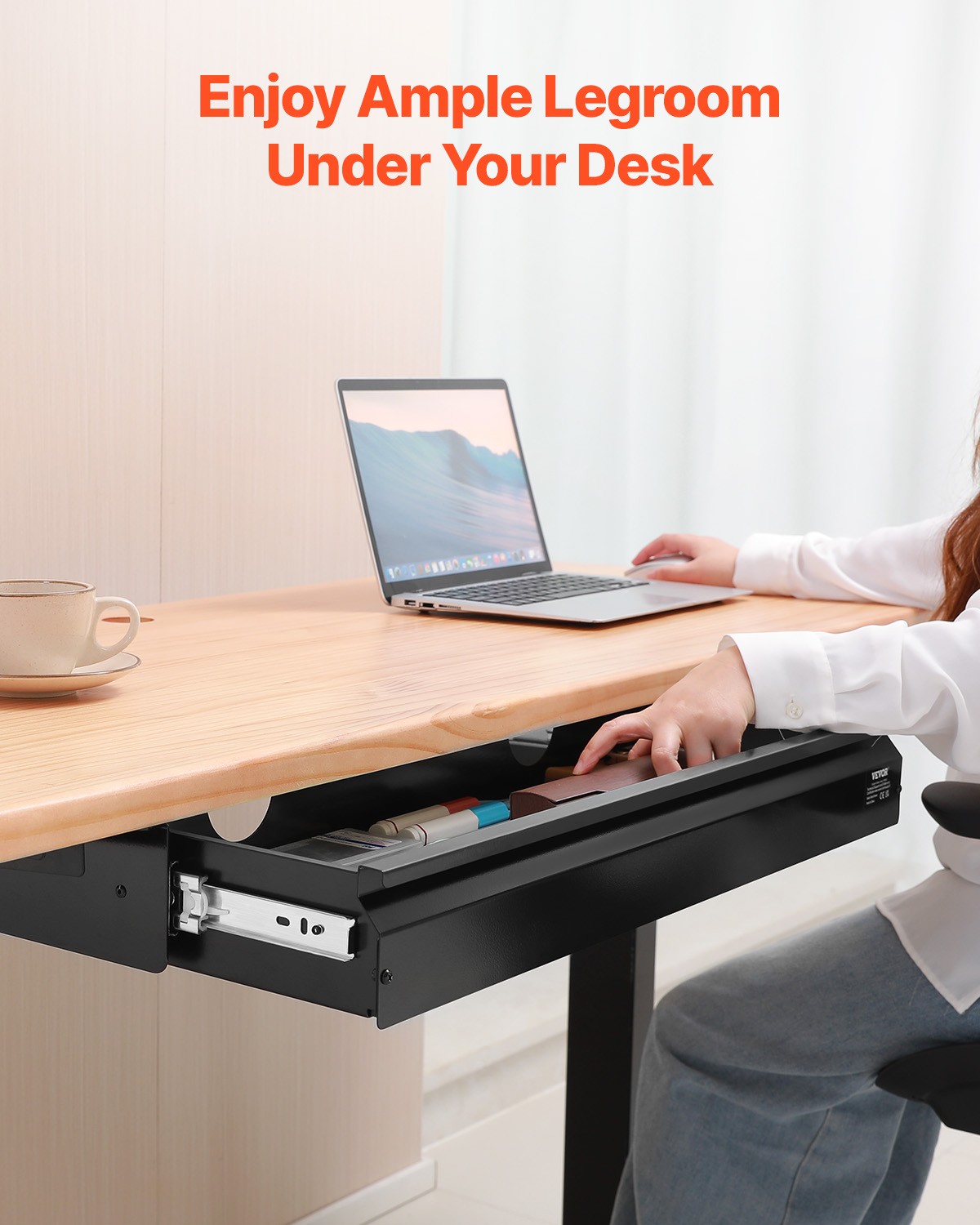 VEVOR 26 in Under Desk Drawer Organizer Slide-out Drawer Space Saver for Office