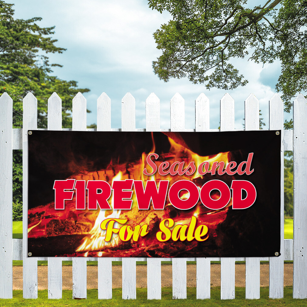 Vinyl Banner Multiple Sizes Seasoned Firewood for Sale B Business Outdoor