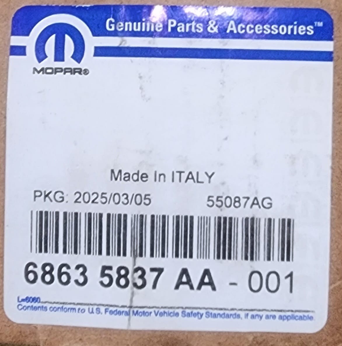 2018-2025 WRANGLER JL GLADIATOR DISC BRAKE PAD KIT NEW GENUINE MOPAR 68635837AA