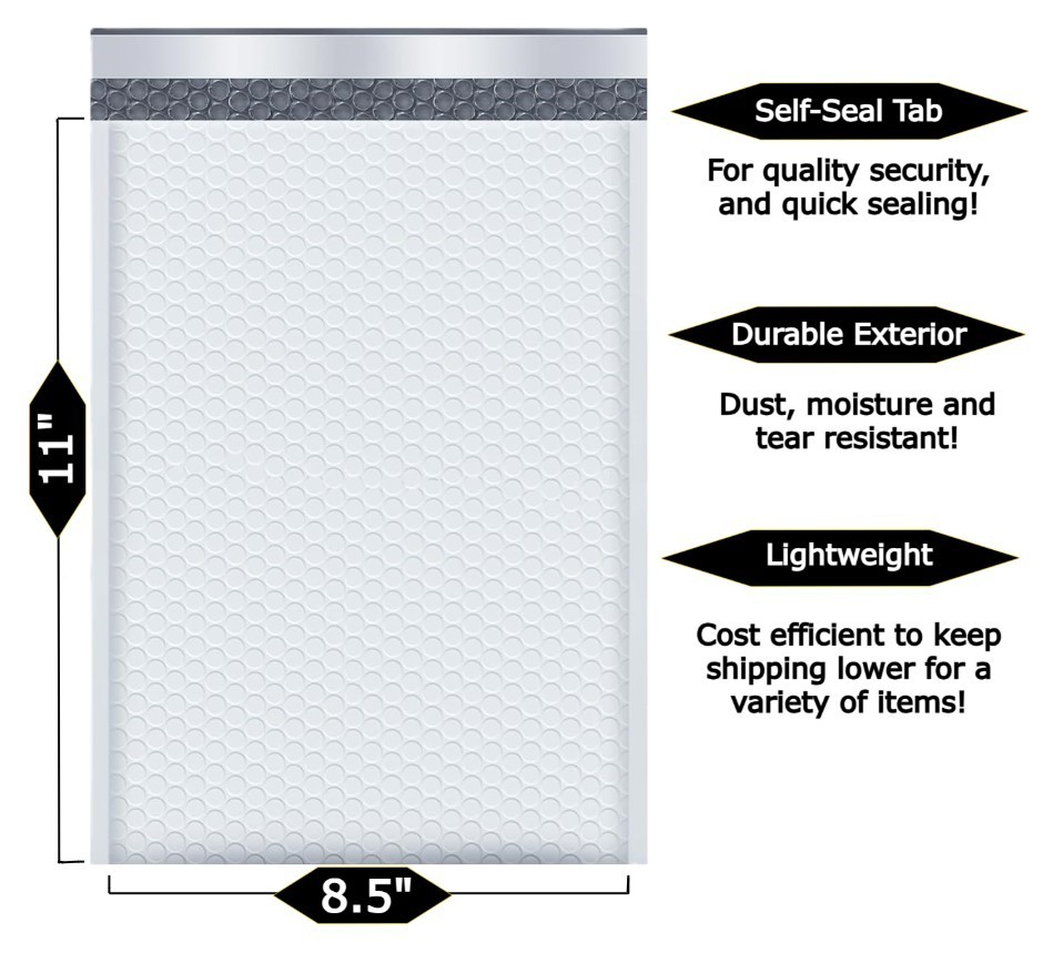 NEW 8.5×11″ White #2 Padded BUBBLE MAILERS Poly Bag Self-Seal Shipping Envelopes